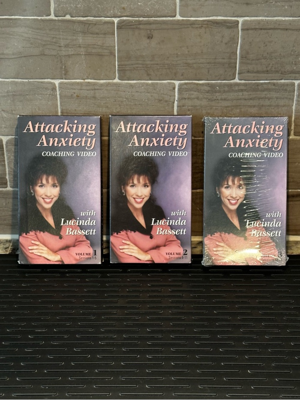 Vintage Set of 3 Lucinda Bassett VHS Tapes "Attacking Anxiety & Depression"